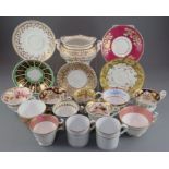 A study/reference group of early nineteenth century hand-painted mainly Spode porcelain tea wares,