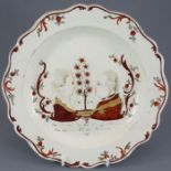 A late eighteenth century English creamware plate, c. 1785. It is Dutch decorated with portraits