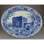 An early nineteenth century blue and white transfer-printed Spode Caramanian series platter, c.