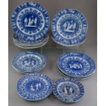 A group of early nineteenth century blue and white transfer-printed Minton Kirk Greek series