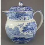 An early nineteenth century blue and white transfer-printed Spode Italian pattern toast water jug,