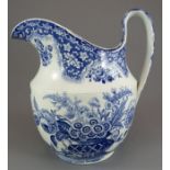 An early nineteenth century blue and white transfer-printed Spode Filigree pattern ewer jug, c.