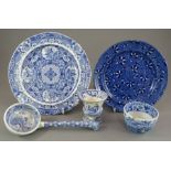 A group of early nineteenth century blue and white transfer-printed Spode wares, c. 1810-25. To