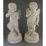 A pair of mid to late nineteenth century parian ware cherubs, c. 1860-80. They are marked; Art Union