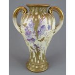 An early twentieth century Austrian RSTK porcelain two-handled floral decorated vase, c. 1900-30. It