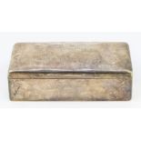 A George V silver large cigarette case, the cover engraved with initials: HEP., fitted interior,