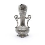 WMF pewter Art Nouveau vase decorated with a diaphanous lady. Condition: good. Total height: 5.5