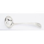 Hukin & Heath silver plated sauce ladle. Textured pattern to the handle. Vacant oval cartouche to