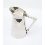 Walker & Hall geometric silver plated hot water pot, date letter for 1905. Pierced decoration to the