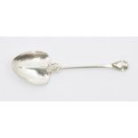 Art Nouveau silver condiment spoon with heart shaped bowl. Hallmarks for Heath & Middleton,
