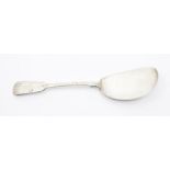 Christopher Dresser for Richard Hodd silver plate crumb scoop, circa 1900. Bark effect decoration to