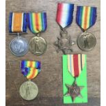Small Collection of medals 5 WW1 and one Second World War Africa star, WW1 includes War and