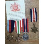 British WW2 named medal group of 1939-45 star, Italy star and 1939-1945 medal to 2769 Pte A