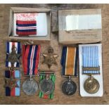 British Medals from WW1 to Korea. Includes WW1 War medal to 13132 PTE E. Darwin of the Royal