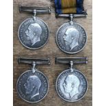 Four British WW1 War Medals to 267117 Pte A Mitton of the Royal Welsh Fusiliers, 184896 GNR G.S