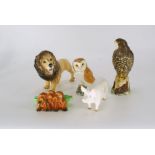 Beswick figures, and Owl and a ashtray of a Pig Height 4 1/2", Length 4" & 7" and a Beswick