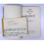 Hunt, John. The Ascent of Everest, London: Hodder & Stoughton, 1955, with loosely-inserted autograph