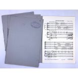 A collection of music scores to include a proof copy of Benjamin Britten's War Requiem, in four