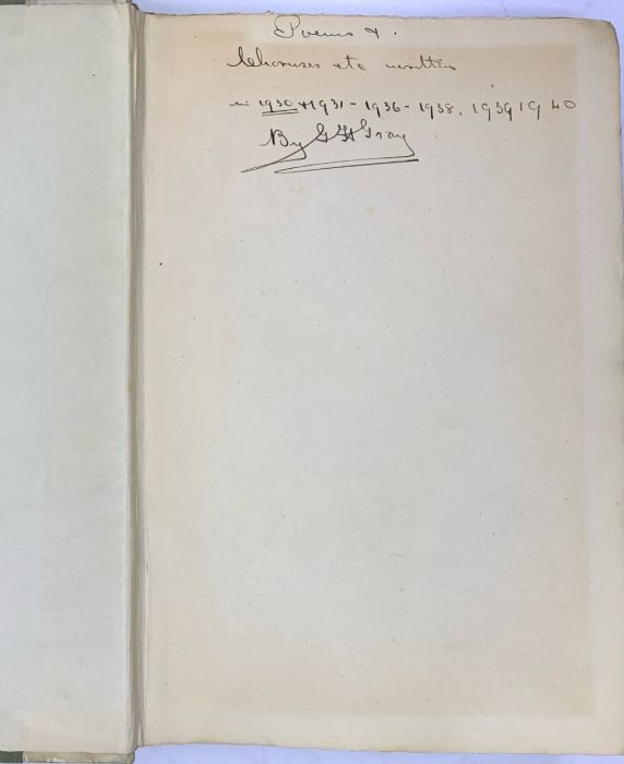 Gray, G. H. Manuscript book of verse, 1930-40, 84pp. of poems, plus several loosely inserted, - Image 2 of 4