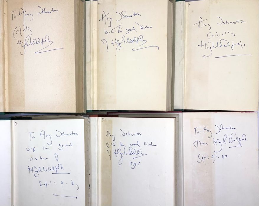 Walpole, Hugh. Collection of six signed presentation copies inscribed to Amy Johnston [of - Image 2 of 3