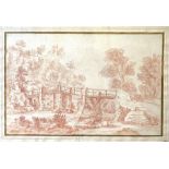 18th Century School. Landscape & Seascape, a pair, red chalk, 27cm by 43cm, framed & glazed, bearing