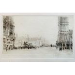 William Walcot (Scottish, 1874-1943). Westminster Bridge, London, drypoint etching, signed in pencil