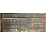 Delittle. Printers' type. A full tray of hardwood/mahogany type blocks (complete set of 88