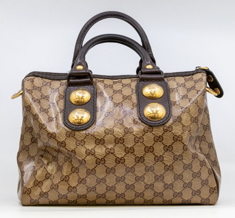 Gucci- a ladies Gucci Babouska Fable Boston GG crystal canvas and leather bag, signature GG print - Image 3 of 6