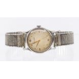I.W.C- a vintage International Watch Company stainless steel gents watch, round cream stone dial