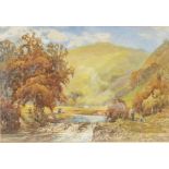 Harold Gresley (1892-1967) The Little Weir, Dovedale watercolour, 27 x 54cm  signed lower right,