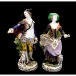 **wiithdrawn** A pair of late 19th century French figures by Sampson, modelled as a Lady wearing red