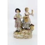 A Meissen porcelain figural group of young Gentleman and Lady in 18th Century style dress,