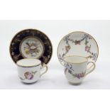 An 18th century Sevres coffee cup and saucer, decorated in typical French Empire style, with