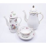 A group of English porcelain to include: 1. An 18th Century English pear shaped coffee pot and