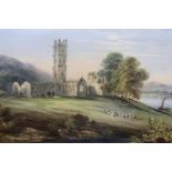 Irish Interest: A 19th Century English porcelain topographical plaque depicting: Abbey of Moyne (