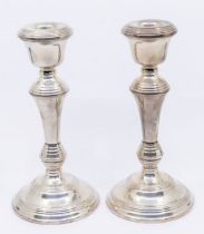 ***RE-OFFER JULY A&C £50-70** A pair of Elizabeth II silver candlesticks, reeded decoration,