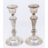 ***RE-OFFER JULY A&C £50-70** A pair of Elizabeth II silver candlesticks, reeded decoration,