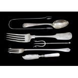 A collection of 19th & 20th Century flatware to include: 1. a pair of George III bright cut engraved