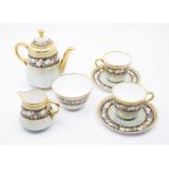 A 19th Century Copeland Tete-a-Tete coffee service comprising pair of coffee cups, saucers, sugar