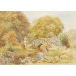 Joshua Fisher (1859-1930) Japanese Garden, Bromborough Hall  watercolour, 24 x 34cm signed lower