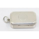 A Continental silver combination silver vesta case, engraved decoration to body, striker plate to