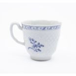 A rare William Reid Liverpool moulded coffee cup, c.1759 /61 decorated in underglaze blue with a