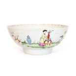 A William Reid Liverpool bowl, decorated with a variant of the Chinese flower show, circa 1758,