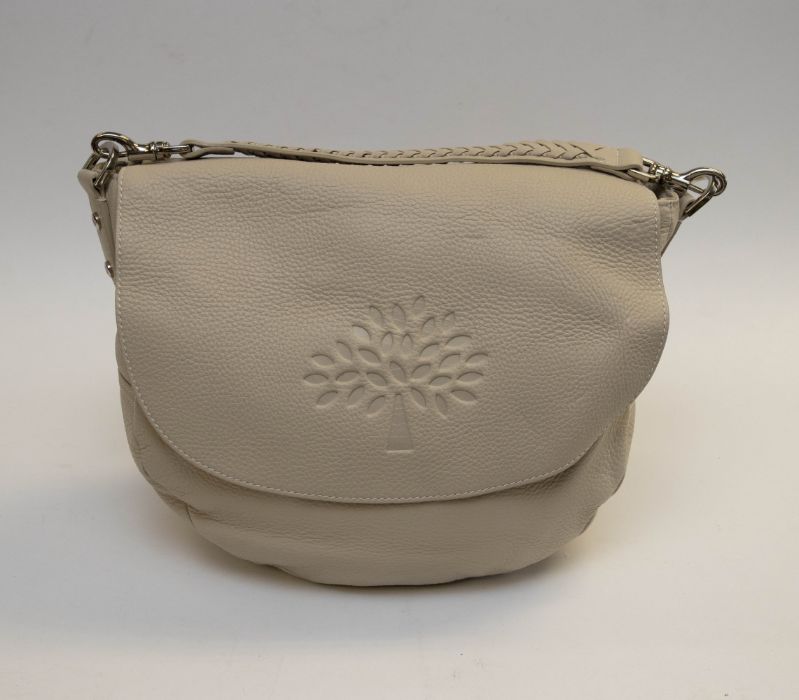 A Mulberry Effie satchel bag, neutral beige, silver hardware, short braided detachable strap and