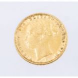 A Victorian young head sovereign coin dated 1887 Further details good- minor wear and tear