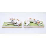 A true pair of S & H Derby King St models of greyhounds, sitting on a rectangular base, well