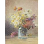 John Porter Wale (1860-1920) Still life of Chrysanthemums in a glass jar watercolour, 38 x 28cm