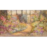 John Porter Wale (1860-1920) Cottage Garden watercolour, 20.5 x 37cm signed