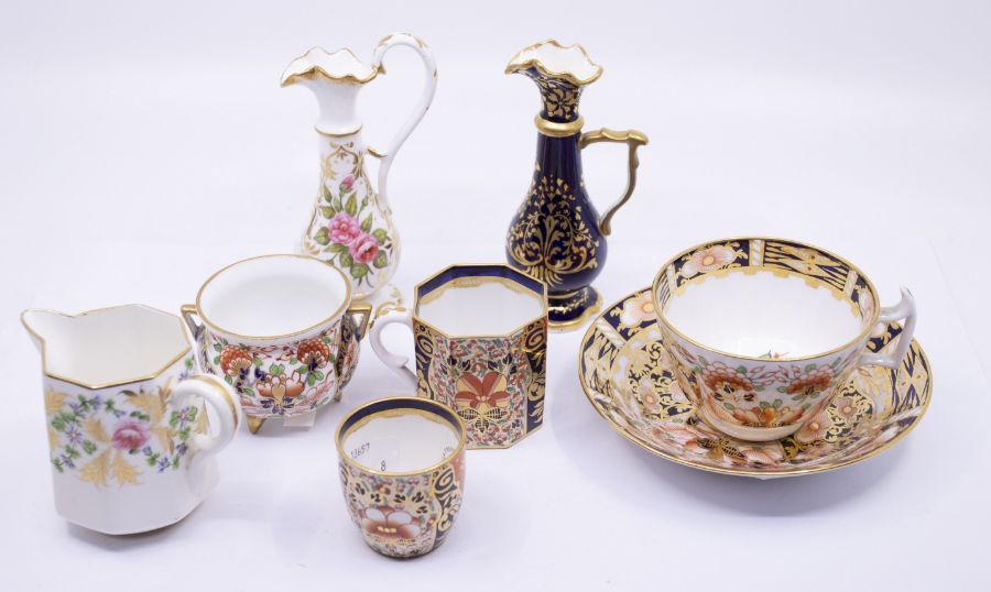 A collection of Derby Stevenson & Hancock 1863-1866 to include: 1. an Imari cup and saucer, the