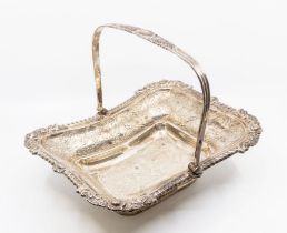 A 19th Century Sheffield plate large shaped oblong bread basket, gadroon, floral and foliate cast